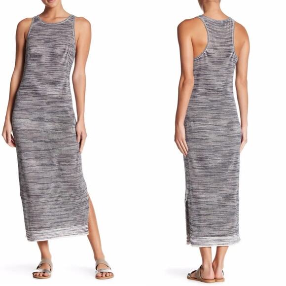 THEORY INTRELLA SPACE DYE STRIPED LINEN BLEND MAXI DRESS, ECHO MULTI sz S - Picture 1 of 9